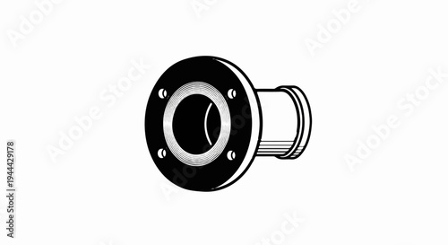 Industrial pipe flange with bolt holes and a connecting pipe section