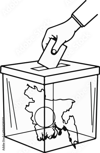 Hand casts ballot into box with national map