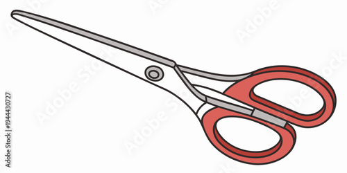 Of a pair of scissors with red handles outline