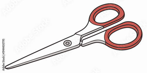 Of a pair of scissors with red handles and metal blades