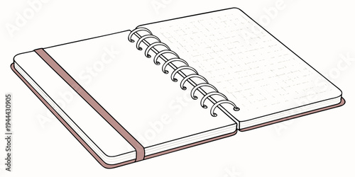 Spiral bound notebook with blank pages and brown cover white background