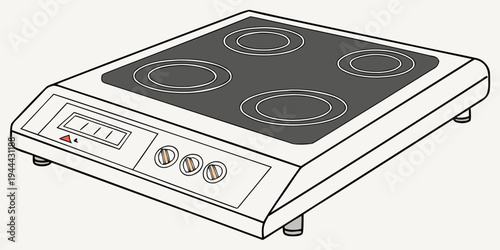 Four burner induction cooktop with digital display and control panel four burners kitchen appliance