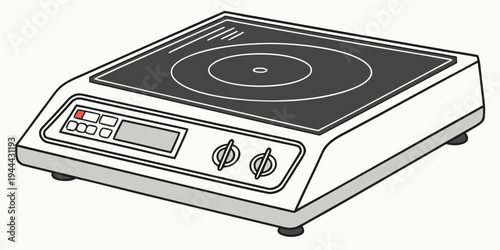 Single burner induction cooktop with digital display and control knobs kitchen appliance
