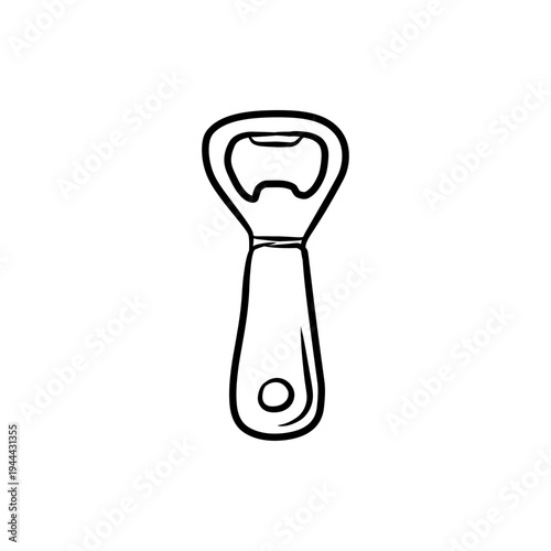 Minimalist Bottle Opener Illustration in Black and White Line Art