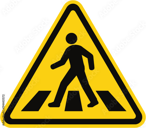 Pedestrian Crossing Warning Traffic Sign Road Safety Symbol Vector