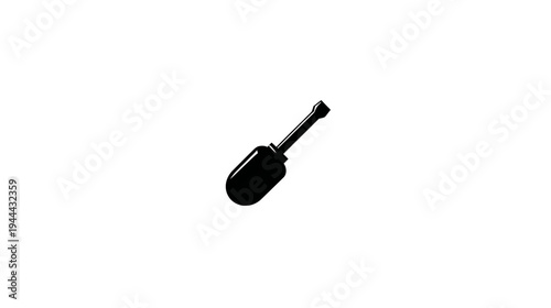A black silhouette of a screwdriver on a white background, useful for home repair and fix
