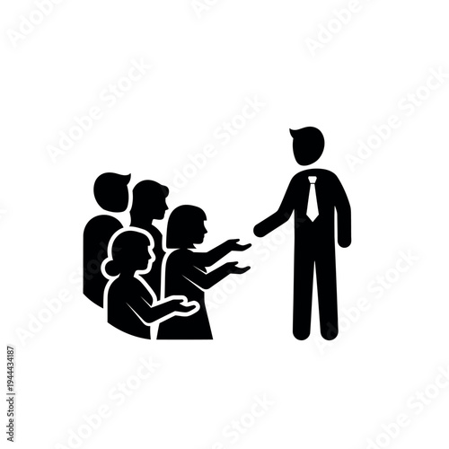 Group of people receiving assistance from a leader.