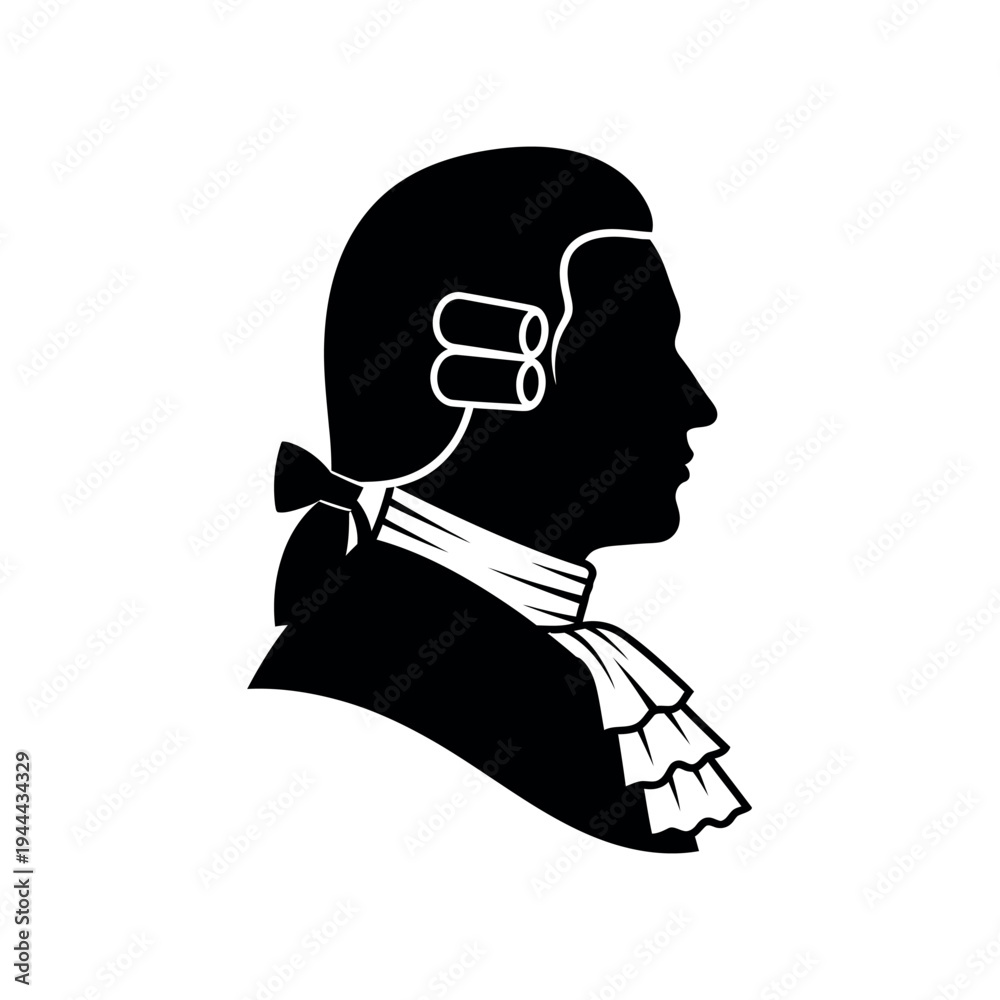 Εκτύπωση καμβά Mozart silhouette profile classical composer.