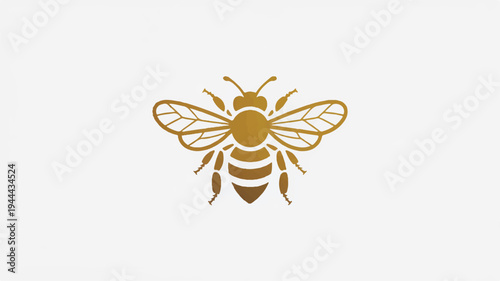 Golden bee illustration against a simple light gray background