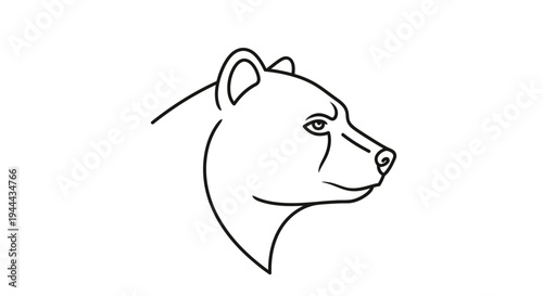 Bear Head Profile Line Drawing Portrait.