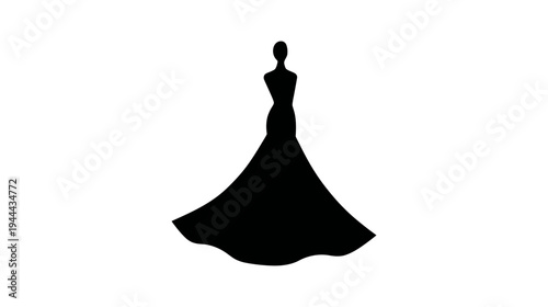 A silhouette of a dress on a white background. This design is elegant and simple