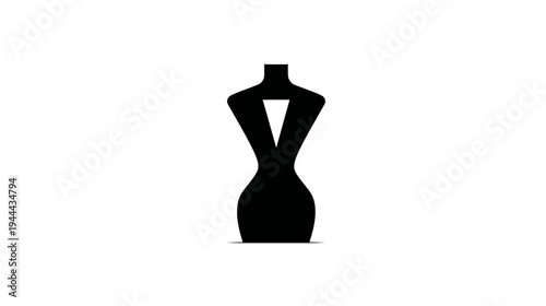 Black graphic depicting a body-shaped form with a cutout, standing upright on a white background