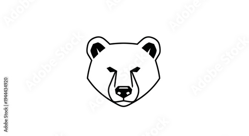 Black and white bear head illustration.