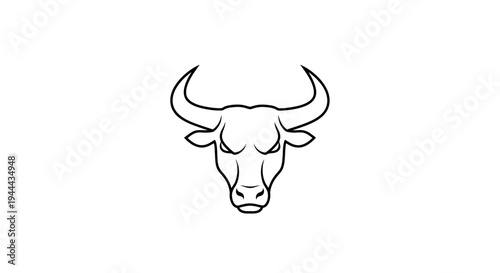 Black and White Bull Head Illustration.