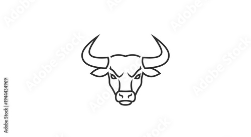 Black and White Bull Head Illustration.