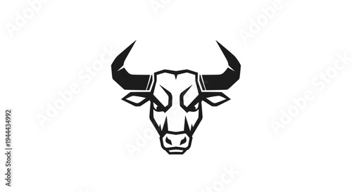 Black and white bull head illustration.