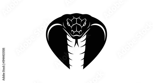 Black and white cobra head illustration.