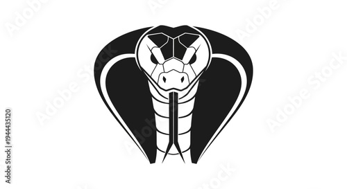 Black and white cobra head illustration.