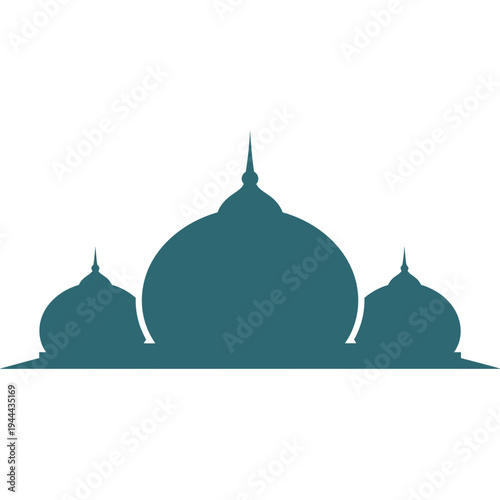 A serene illustration of a mosque with domes in a peaceful environment