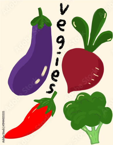 Hand-Drawn Colorful Vegetables Illustration