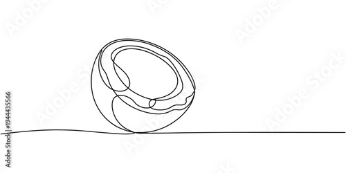 Coconut simple vector line illustration. Single line art drawing, Coconut continuous one line drawing set. Outline coconut fruit icon collections isolated on a white background. Editable stroke.