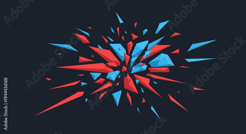Abstract red and blue explosion graphic design element