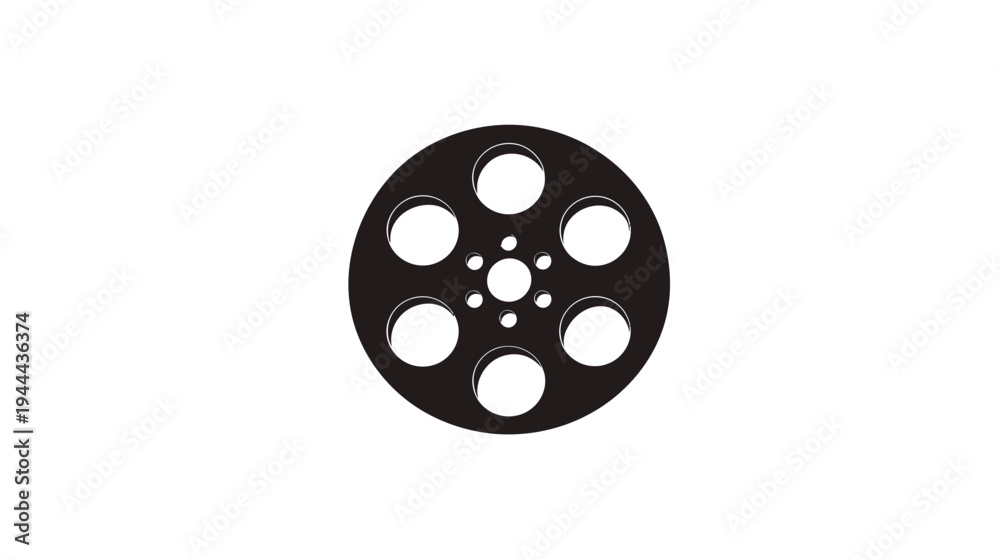 Obraz premium A simple, isolated black film reel on a white background, perfect for a concept or design