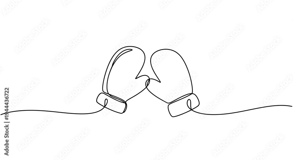 Obraz premium Minimalist Boxing Gloves Line Art: Symbol of Competition and Sport