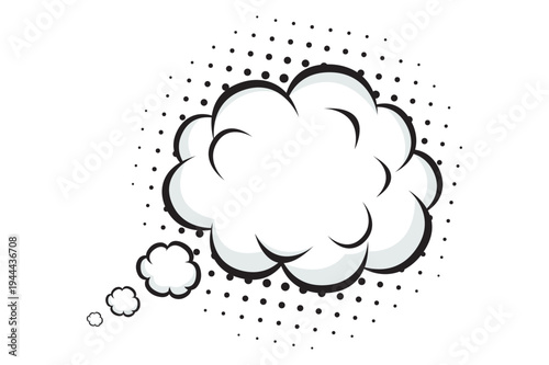 Vintage Pop Art Thought Bubble Halftone Dots Comic Style Vector