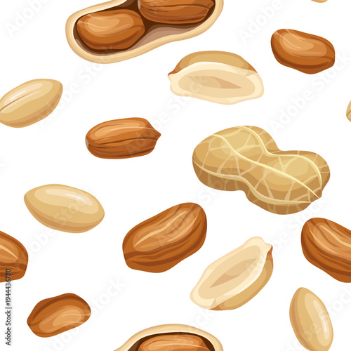 Seamless background of peanut. Vector illustration with nuts for textiles, prints, paper, notebooks, books, brochures, templates for diaries, copybook.