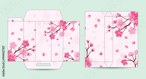 Cherry Blossom Packaging Box Die Cut Template Design