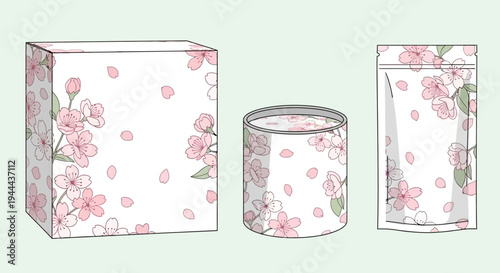 Cherry Blossom Floral Packaging Mockup Set