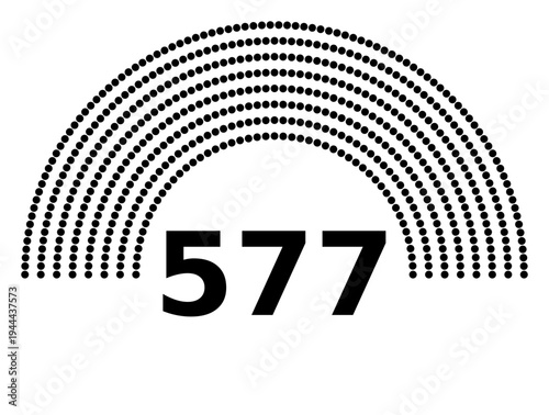 Hemicycle 577 seats - 8 rows