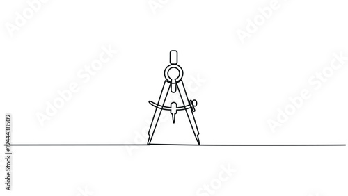 A continues one line art a compass