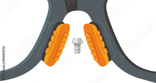 Close-up view of sports glasses with orange rubber nose pads. Clear, detailed illustration showcasing comfort and grip. Ideal for product visuals and marketing.