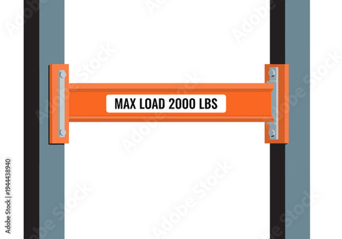 Industrial shelving unit with a clearly marked load capacity. Clean, bright studio setting. Ideal for warehouse, storage, or logistics visuals.