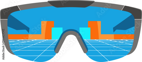 Sporty sunglasses with mirrored coating showcase a vibrant, geometric lens design. Modern, athletic style ? perfect for active lifestyle visuals.