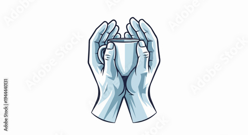 Gentle cupped hands hold a warm mug, offering comfort