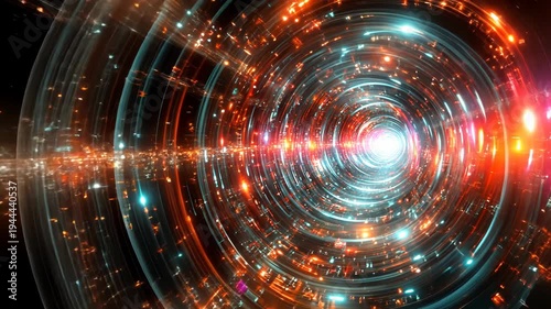 Wallpaper Mural Futuristic tunnel with swirling, concentric, luminous lines, leading to a bright, central light Torontodigital.ca