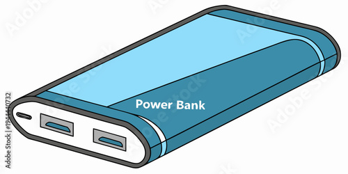 Blue portable power bank with two usb ports usb ports device