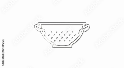Simple line art colander with a subtle shadow effect