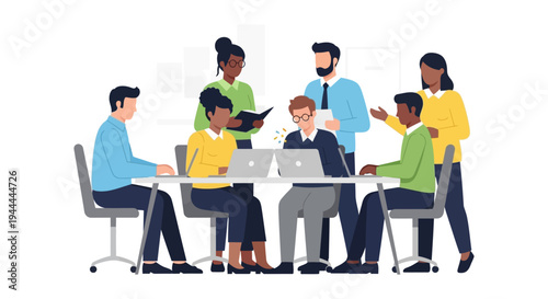 Diverse Business Team Collaboration in Modern Office Setting