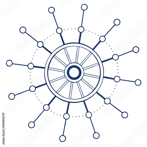 Blue wheel and spoke diagram circle
