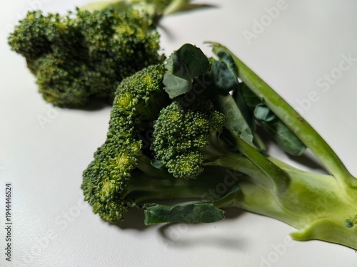 Green broccoli isolated on white background highlighting a fresh and nutritious vegetable.