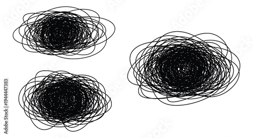 Abstract black scribbles form swirling shapes resembling organic forms presented as a striking silhouette high quality professional detailed modern elegant stylish