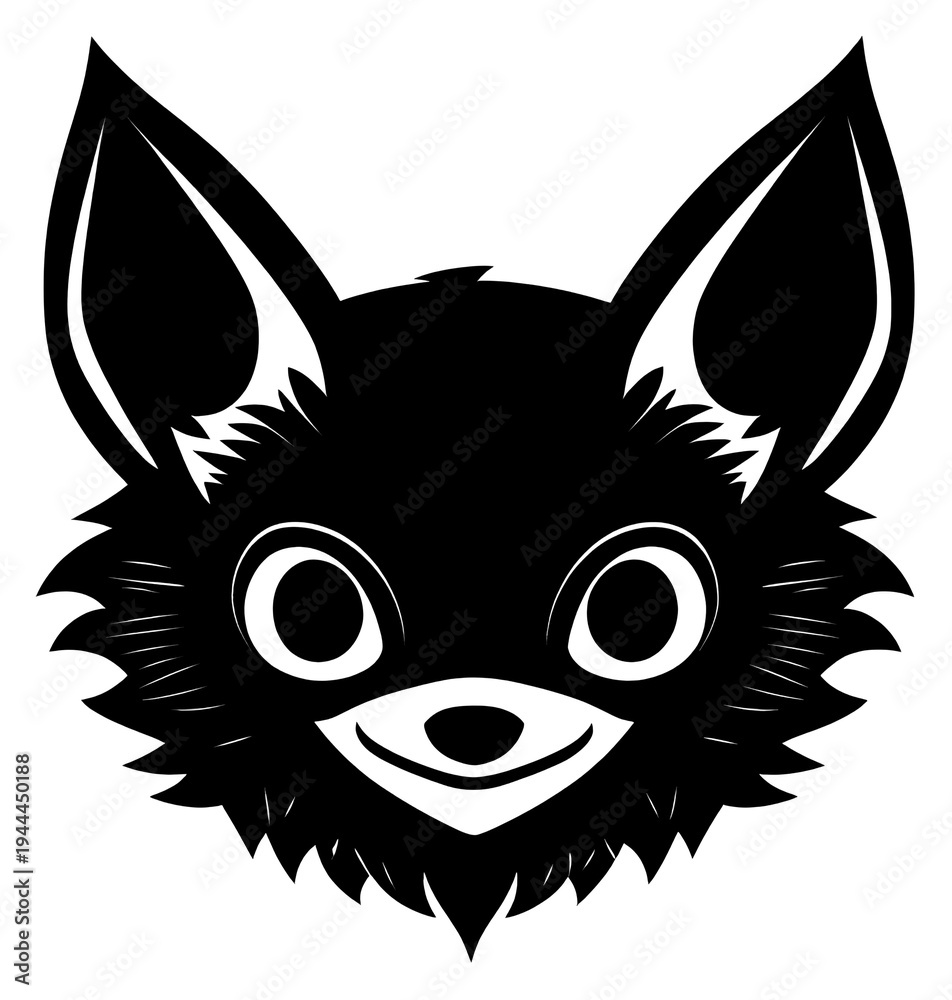 Fototapeta premium PNG Bat animal face linear illustration vector art.