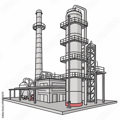 Colorful Industrial Plant factory building smokestack