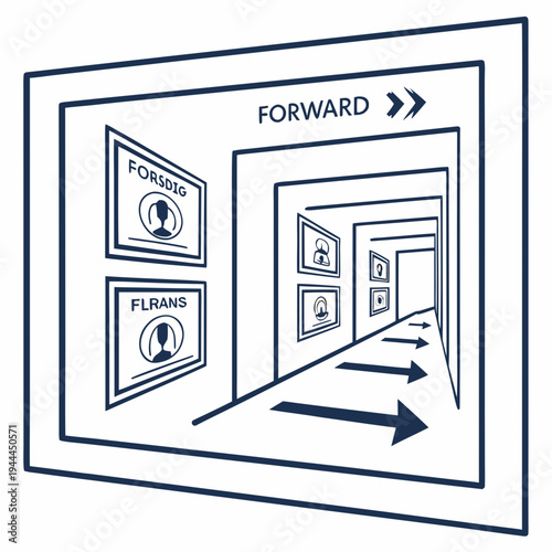 Forward arrow hallway with signs motivation
