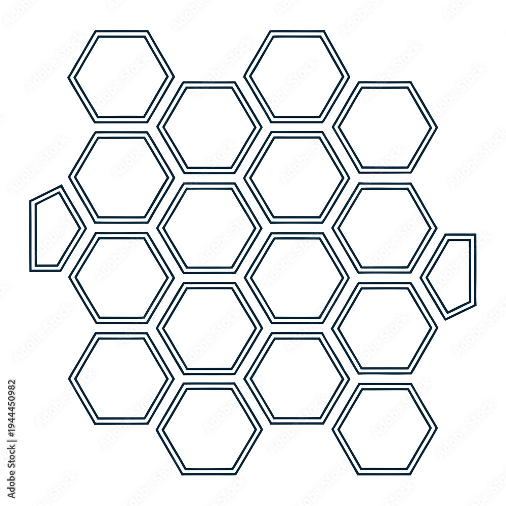Obraz premium Hexagonal Pattern with Black Outlines hexagons