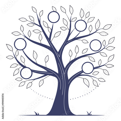 Family tree with circles genealogy ancestry